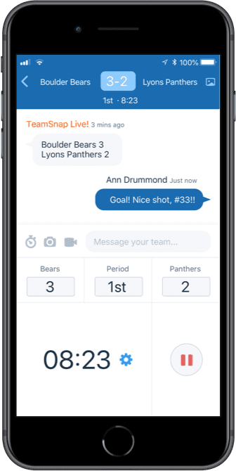 Realtime chat about the game while family is away.