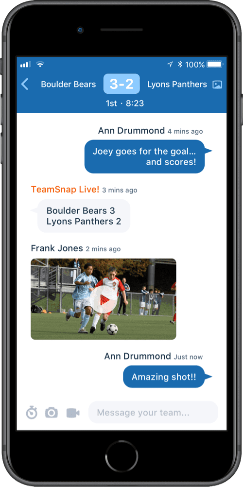 Update a live Baseball game with TeamSnap live