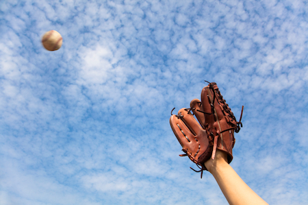 photo of someone catching a flyball